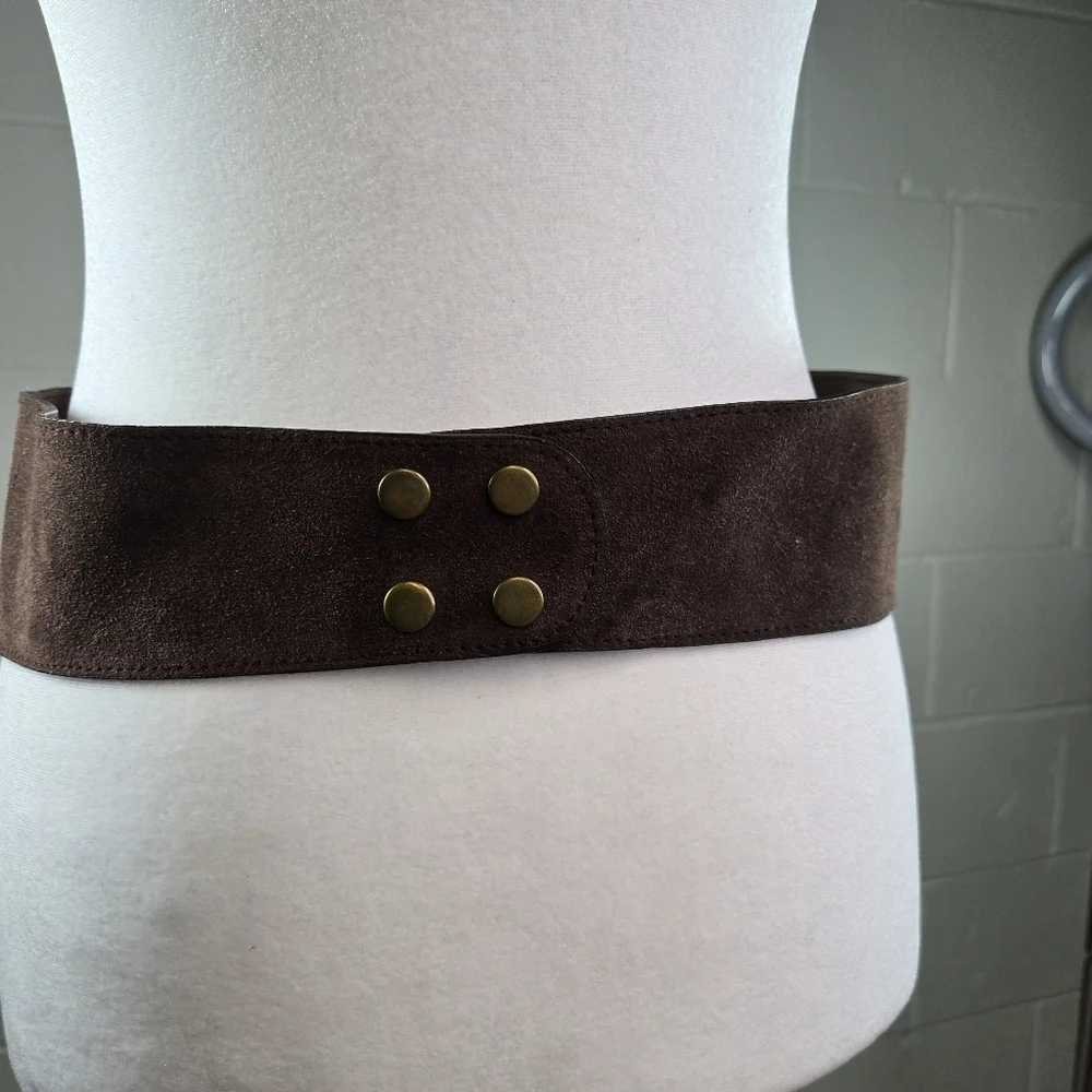 Vtg brown suede leather lace up corset Coquette womens belt